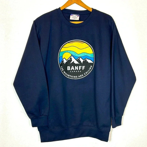 Banff Crew Neck Hoodie Sweater Canada Outdoors Small Walk Hike Yoga Cozy Warm - Picture 1 of 6